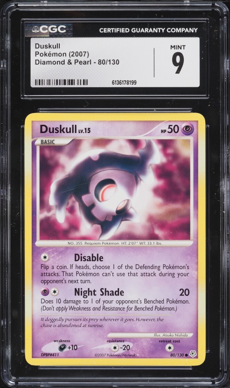 2007 Pokemon Diamond & Pearl Duskull #80 CGC 9 MINT
