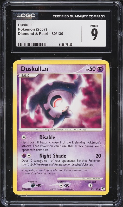 2007 Pokemon Diamond & Pearl Duskull #80 CGC 9 MINT