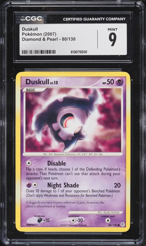 2007 Pokemon Diamond & Pearl Duskull #80 CGC 9 MINT