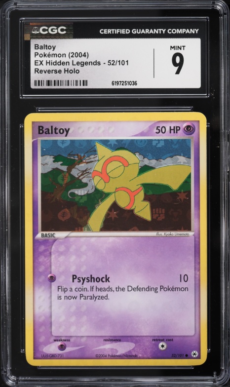 2004 Pokemon EX Hidden Legends Reverse Holo Baltoy #52 CGC 9 MINT