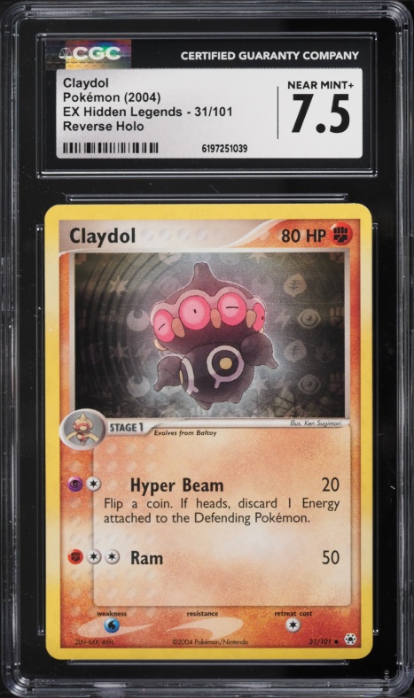 2004 Pokemon EX Hidden Legends Reverse Holo Claydol #31 CGC 7.5 NRMT+