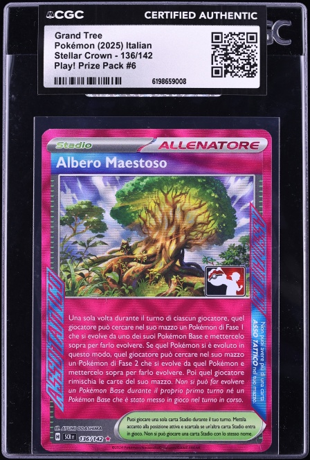 2025 Pokemon Italian Stellar Crown Play Prize Pack 6 Grand Tree #136 CGC AUTH