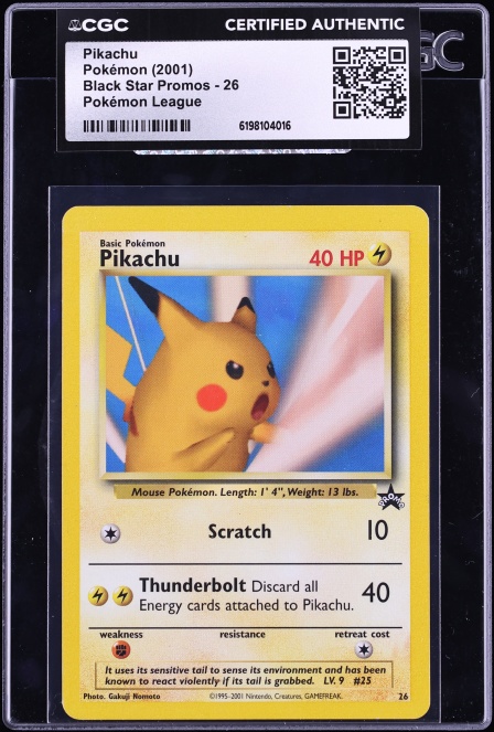 2001 Pokemon League Black Star Promo Pikachu #26 CGC AUTH