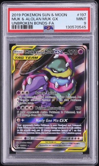 2019 Pokemon Sun & Moon Unbroken Bonds Alt Art Muk & Alolan Muk GX #197 PSA 9 MINT