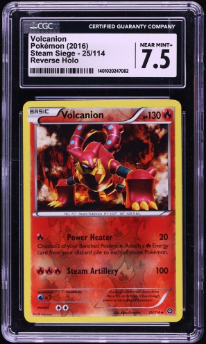 2016 Pokemon XY Steam Siege Reverse Holo Volcanion #25 CGC 7.5 NRMT+
