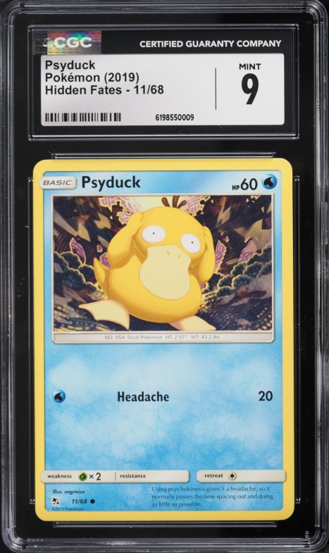 2019 Pokemon Sun & Moon Hidden Fates Psyduck #11 CGC 9 MINT