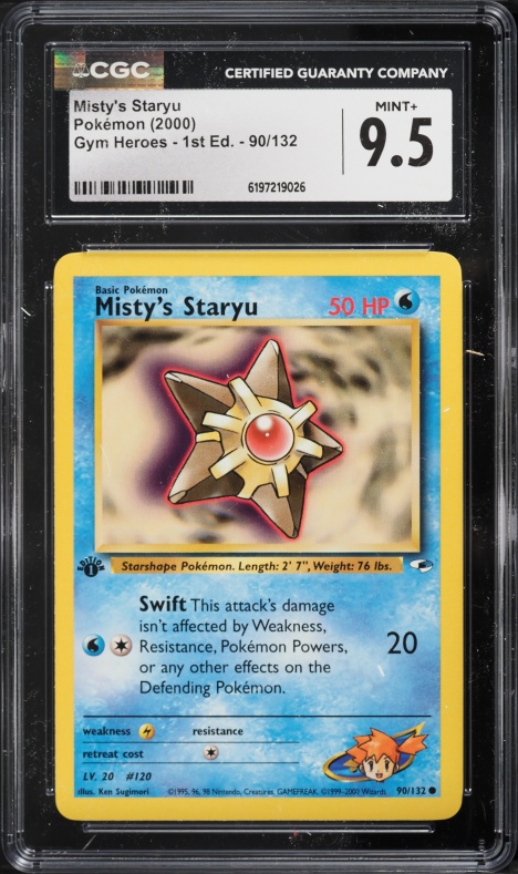 2000 Pokemon Gym Heroes 1st Edition Misty's Staryu #90 CGC 9.5 MINT+