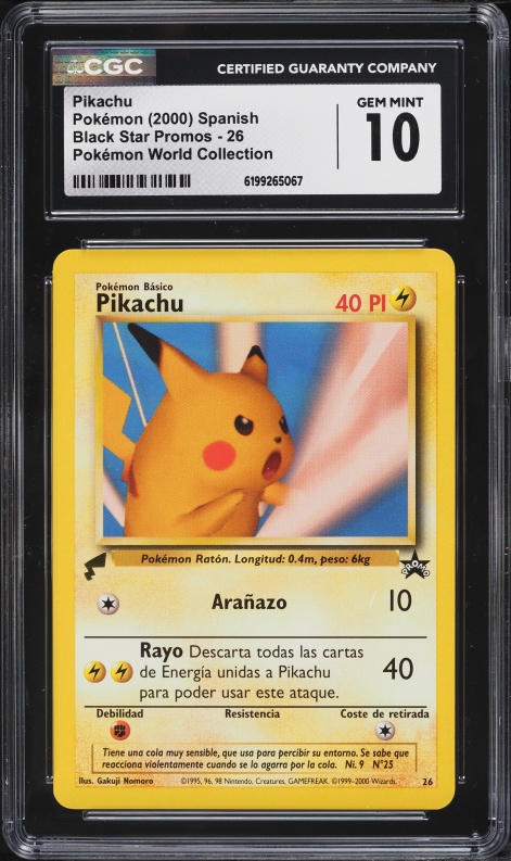 2000 Pokemon Spanish World Collection Pikachu #26 CGC 10 GEM MINT