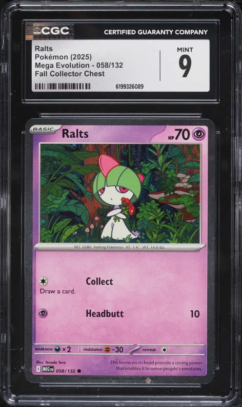 2025 Pokemon Mega Evolution Fall Collector Chest Ralts #58 CGC 9 MINT