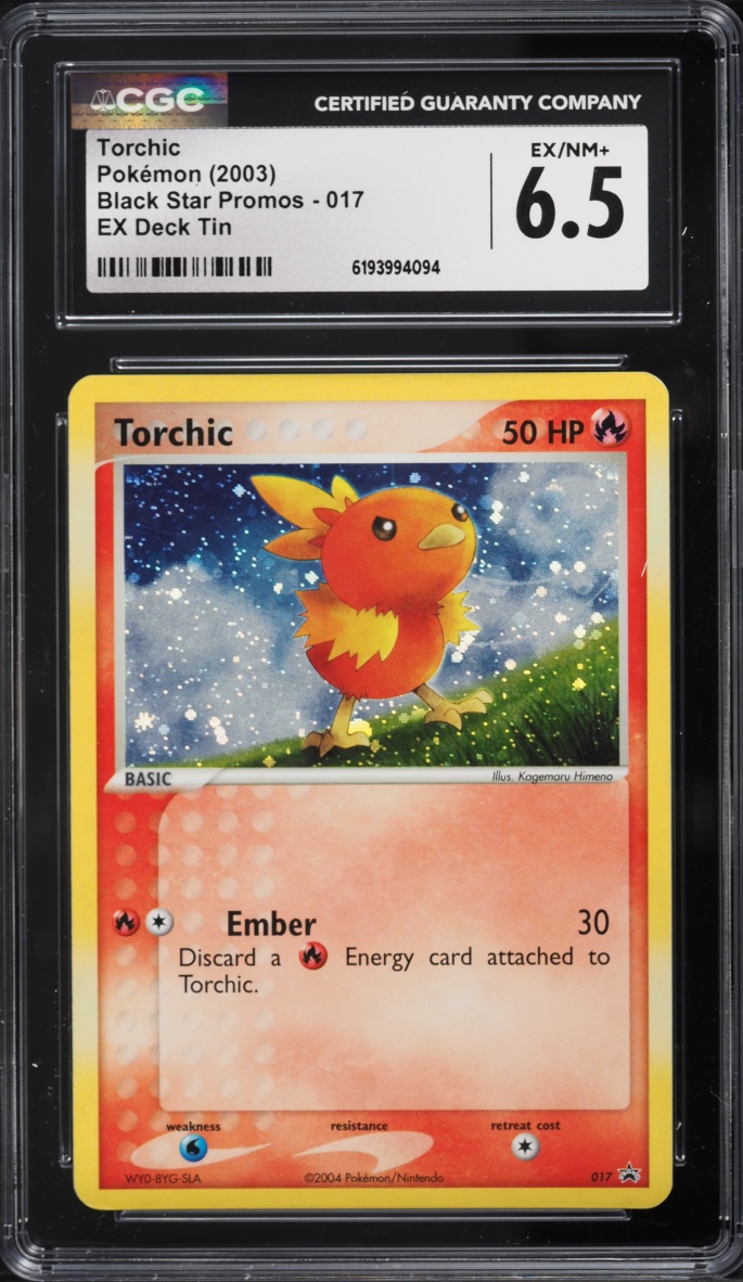 2003 Pokemon Black Star Promo EX Deck Tin Torchic #017 CGC 6.5 EXMT+