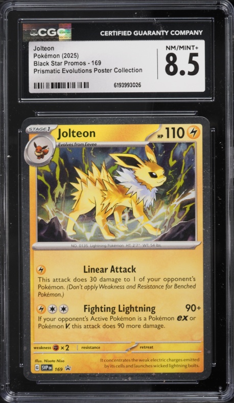 2025 Pokemon SV Promo Prismatic Evolutions Poster Collection Jolteon #169 CGC 8.5 NM-MT+