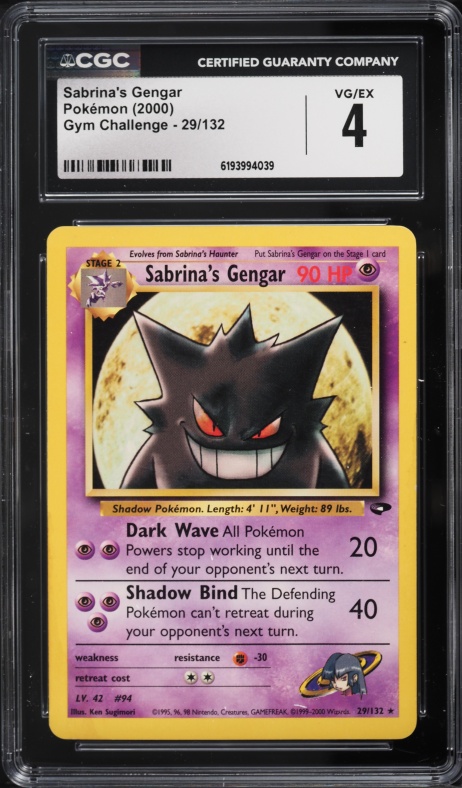 2000 Pokemon Gym Challenge Sabrina's Gengar #29 CGC 4 VGEX