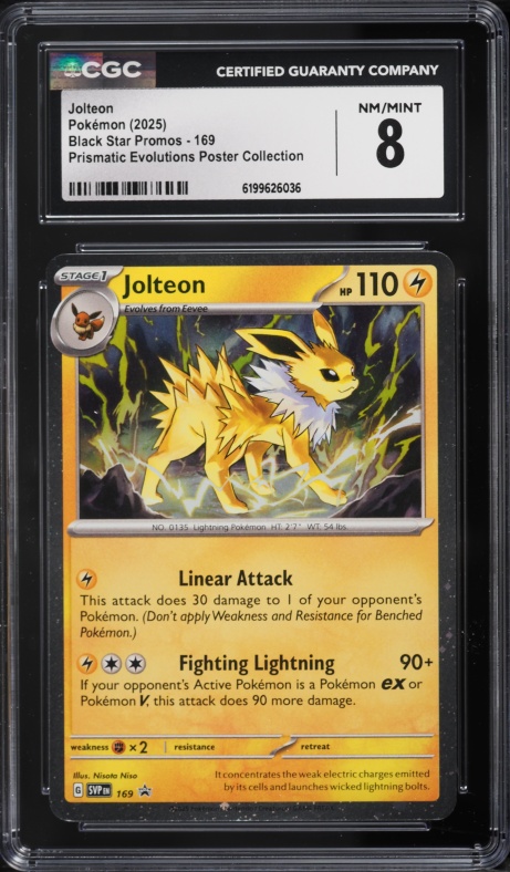 2025 Pokemon SV Promo Prismatic Evolutions Poster Collection Jolteon #169 CGC 8 NM-MT
