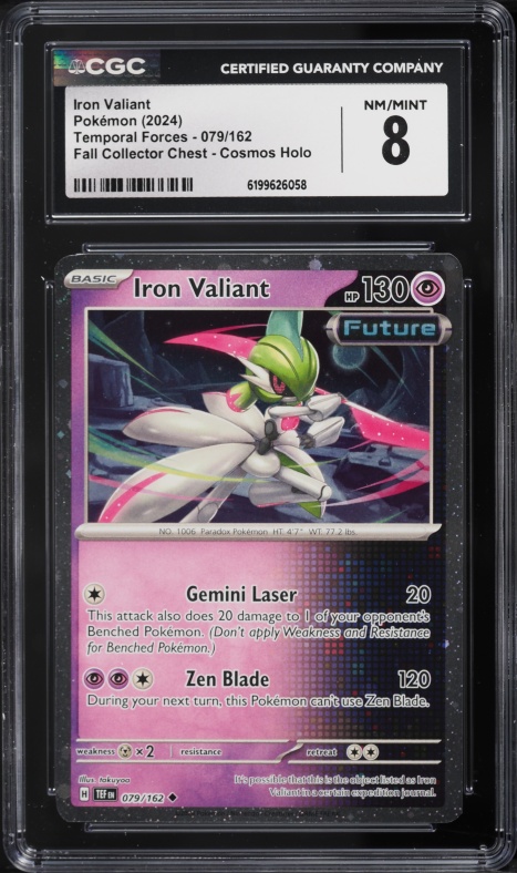 2024 Pokemon SV Temporal Forces Fall Collector Chest Cosmos Holo Iron Valiant #079 CGC 8 NM-MT