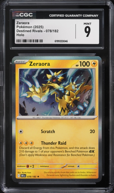2025 Pokemon Scarlet & Violet Destined Rivals Holo Zeraora #78 CGC 9 MINT