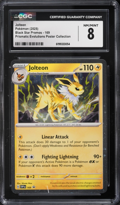 2025 Pokemon SV Promo Prismatic Evolutions Poster Collection Jolteon #169 CGC 8 NM-MT