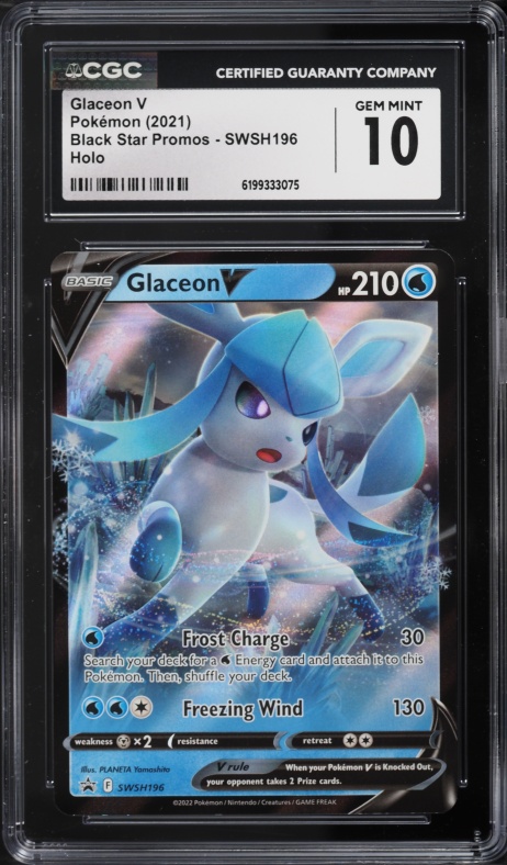 2021 Pokemon Sword & Shield Promo Holo Glaceon V #SWSH196 CGC 10 GEM MINT