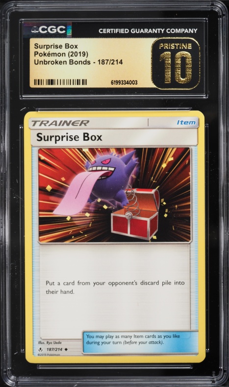 2019 Pokemon Sun & Moon Unbroken Bonds Surprise Box #187 CGC 10 PRISTINE