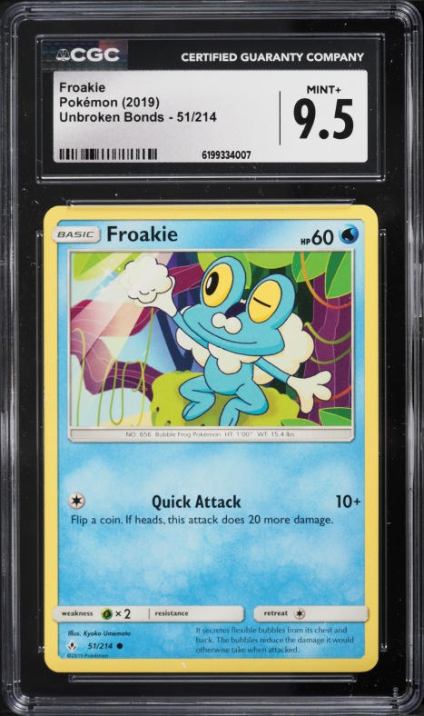 2019 Pokemon Sun & Moon Unbroken Bonds Froakie #51 CGC 9.5 MINT+