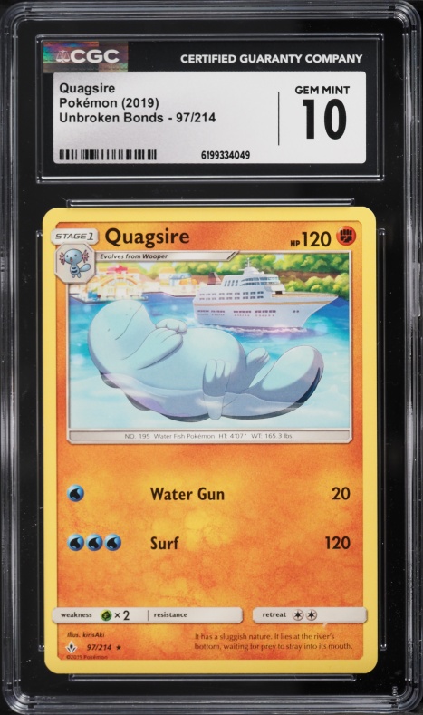 2019 Pokemon Sun & Moon Unbroken Bonds Quagsire #97 CGC 10 GEM MINT