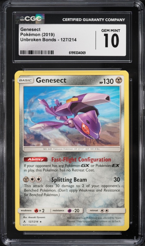 2019 Pokemon Sun & Moon Unbroken Bonds Genesect #127 CGC 10 GEM MINT