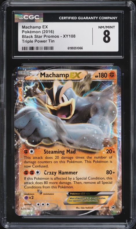 2016 Pokemon XY Black Star Promo Triple Power Tin Machamp EX #XY108 CGC 8 NM-MT