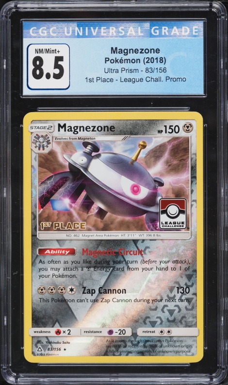 2018 Pokemon Ultra Prism 1st Place League Challenge Magnezone #83 CGC 8.5 NM-MT+