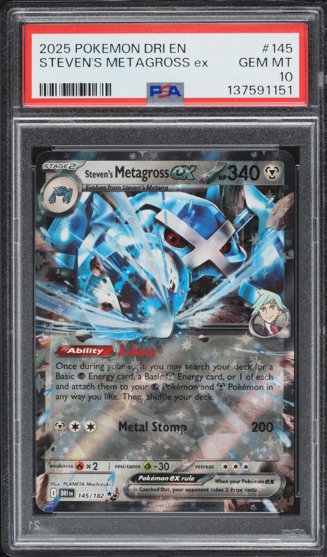 2025 Pokemon Scarlet & Violet Destined Rivals Holo Steven's Metagross EX #145 PSA 10 GEM MINT