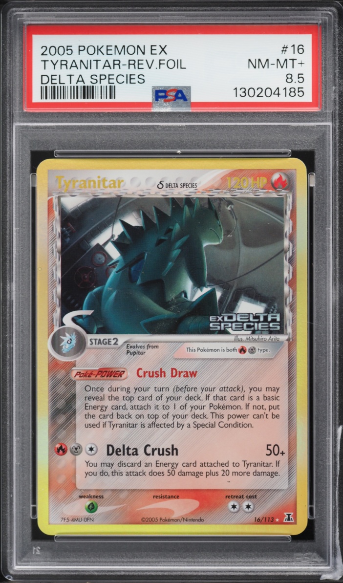 2005 Pokemon EX Delta Species Reverse Holo Tyranitar #16 PSA 8.5 NM-MT+
