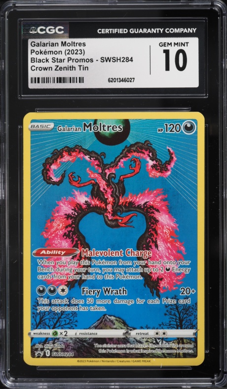 2023 Pokemon SWSH Promo Crown Zenith Full Art Galarian Moltres #SWSH284 CGC 10 GEM MINT