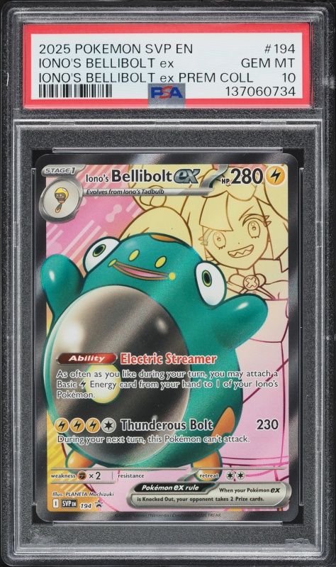 2025 Pokemon Scarlet & Violet Promo Premium Full Art Iono's Bellibolt Ex #194 PSA 10 GEM MINT