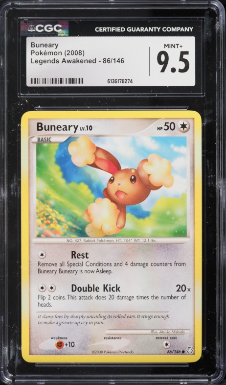 2008 Pokemon Diamond & Pearl Legends Awakened Buneary #86 CGC 9.5 MINT+