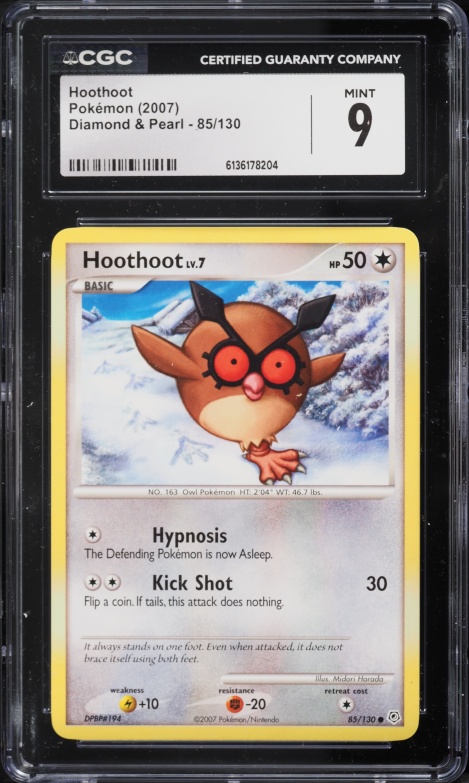 2007 Pokemon Diamond & Pearl Hoothoot #85 CGC 9 MINT