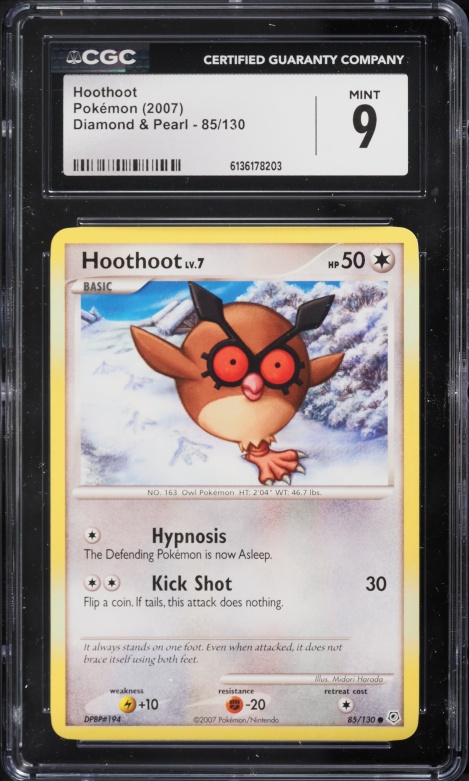 2007 Pokemon Diamond & Pearl Hoothoot #85 CGC 9 MINT