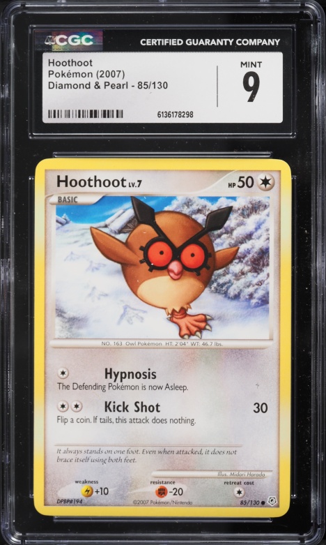 2007 Pokemon Diamond & Pearl Hoothoot #85 CGC 9 MINT