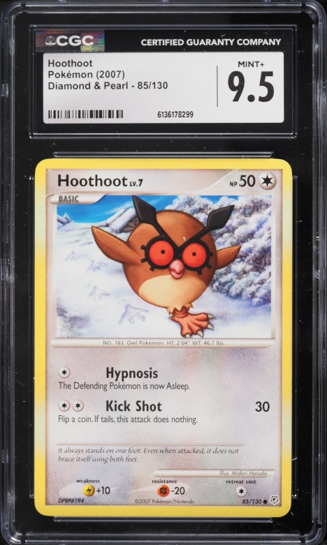 2007 Pokemon Diamond & Pearl Hoothoot #85 CGC 9.5 MINT+
