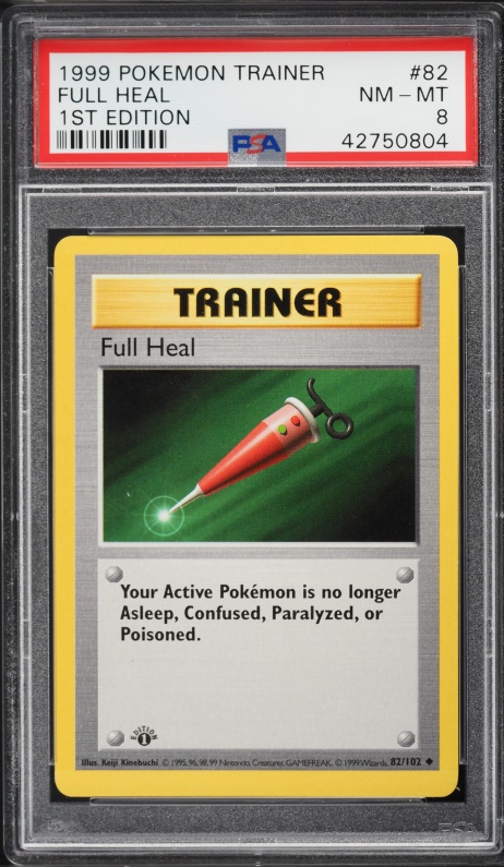 1999 Pokemon Base Set Shadowless 1st Edition Full Heal #82 PSA 8 NM-MT