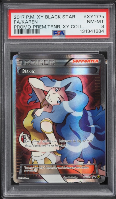 2017 Pokemon XY Promo Premium Trainer Collection Full Art Karen #XY177a PSA 8 NM-MT