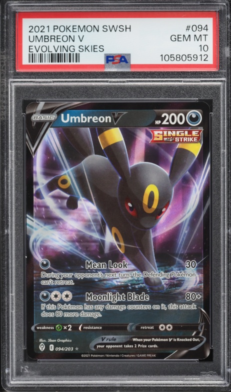 2021 Pokemon Sword & Shield Evolving Skies Holo Umbreon V #94 PSA 10 GEM MINT