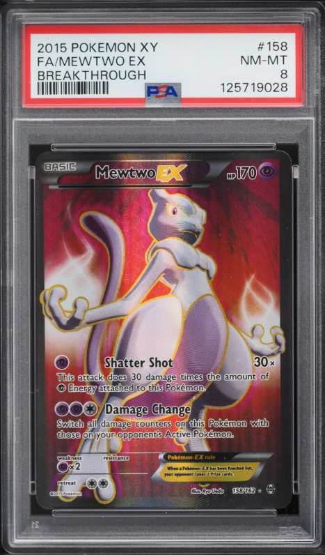 2015 Pokemon XY BREAKthrough Full Art Mewtwo EX #158 PSA 8 NM-MT