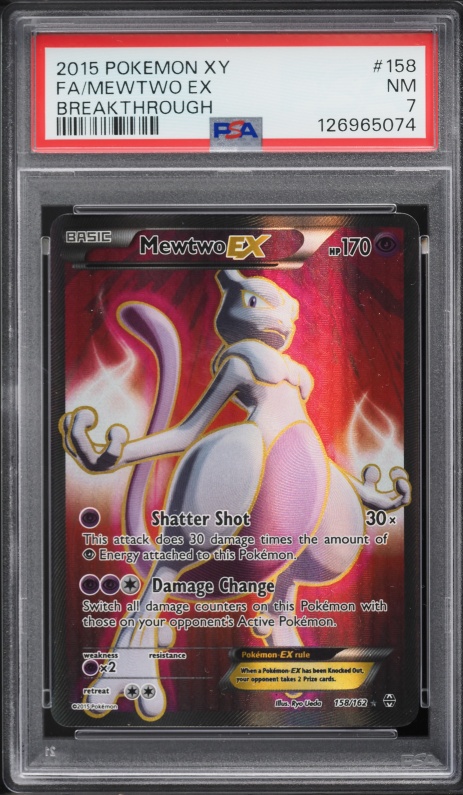 2015 Pokemon XY BREAKthrough Full Art Mewtwo EX #158 PSA 7 NRMT