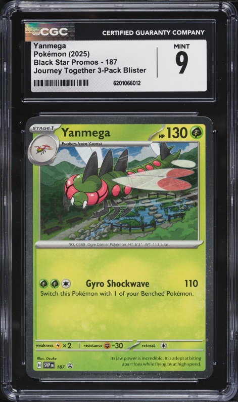 2025 Pokemon SV Black Star Promo Journey Together Yanmega #187 CGC 9 MINT