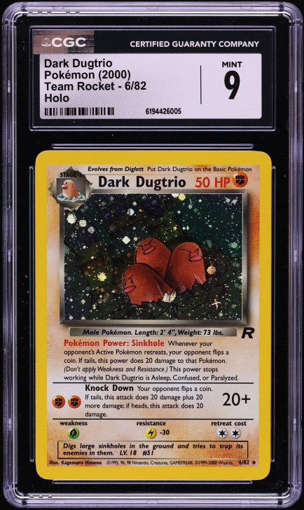 2000 Pokemon Team Rocket Holo Dark Dugtrio #6 CGC 9 MINT