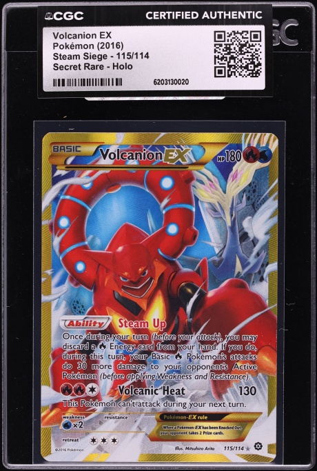 2016 Pokemon XY Steam Siege SEC Volcanion EX #115 CGC AUTH