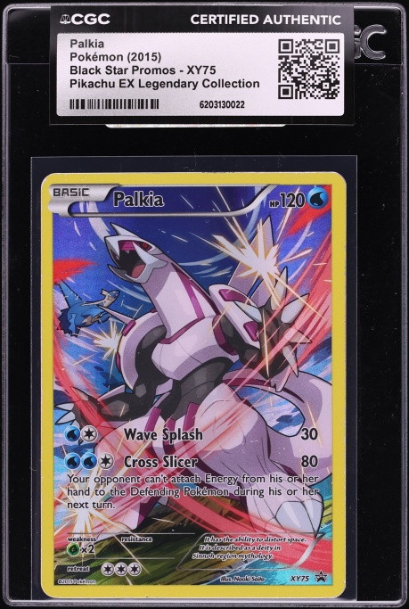 2015 Pokemon XY Black Star Promo Pikachu Ex Legendary Collection Full Art Palkia #XY75 CGC AUTH
