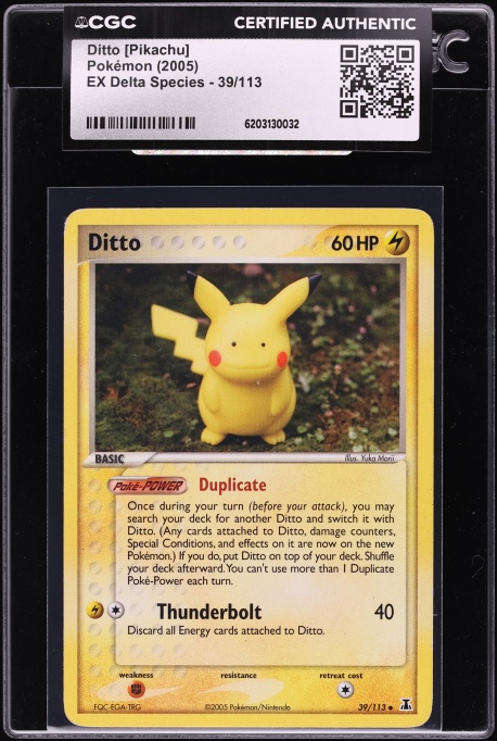 2005 Pokemon EX Delta Species Ditto Pikachu #39 CGC AUTH