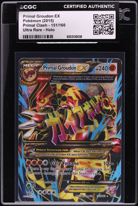 2015 Pokemon XY Primal Clash Full Art Primal Groudon EX #151 CGC AUTH