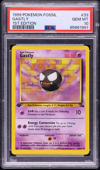 1999 Pokemon Base Set Shadowless 1st Edition Gastly #50 PSA 9 MINT