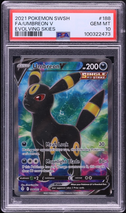2021 Pokemon Sword & Shield Evolving Skies Full Art Umbreon V #188 PSA 10 GEM MINT