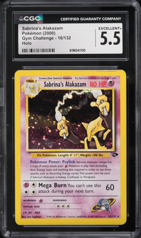 2000 Pokemon Gym Challenge Holo Sabrina's Alakazam #16 CGC 5.5 EX+